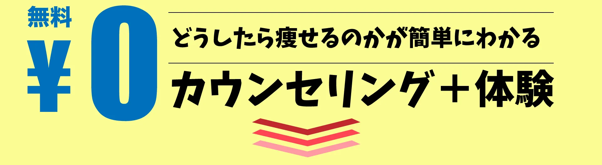 どうしたらやせるのかが簡単にわかるカウンセリング+体験が無料！